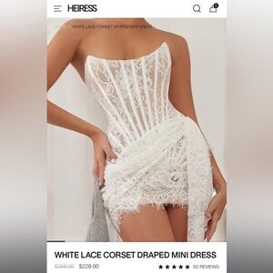 WHITE LACE CORSET DRAPED MINI DRESS - HEIRESS BEVERLY HILLS